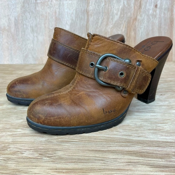 BORN CONCEPT Brown Leather Heeled Mules - Picture 1 of 13